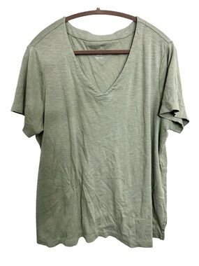 J. Jill Sage Green 100% Pima Cotton V-Neck Slub Tee Soft Longer Length Tunic